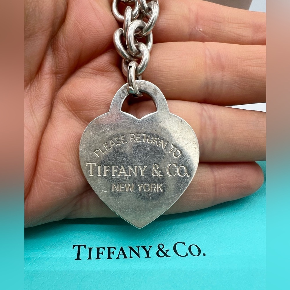 🔴Authentic EXTRA LAEGE TIFFANY & CO Vintage RTT Heart Pendent Link Necklace 🔴 - Picture 5 of 14